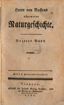 Herrn von Buffons allgemeine Naturgeschichte, 3
