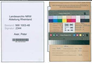 Entnazifizierung Peter Axer , geb. 09.04.1914 (Musiker)
