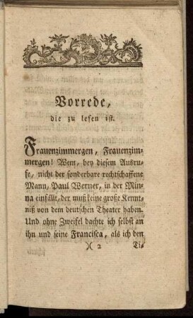 Vorrede, die zu lesen ist.