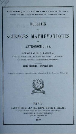 Tome Premier. - Février 1870.