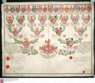 Ahnenprobe des Franz Joseph v. Spaur. - ausgefertigt 1755 Juli 28, Pergament