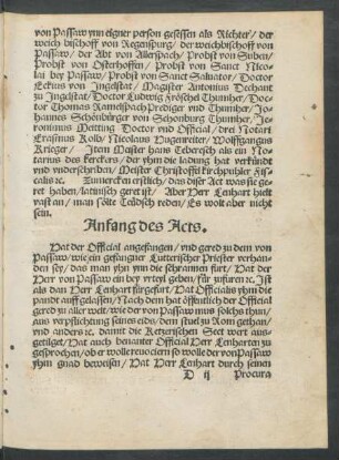 Anfang des Acts.