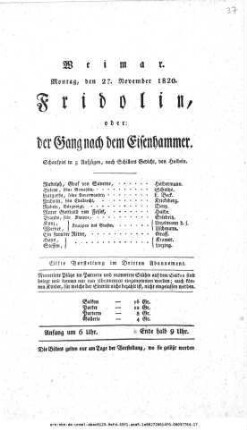 Fridolin, oder: der Gang nach dem Eisenhammer