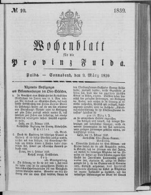 No. 10, Ausgabe vom 9. März 1839