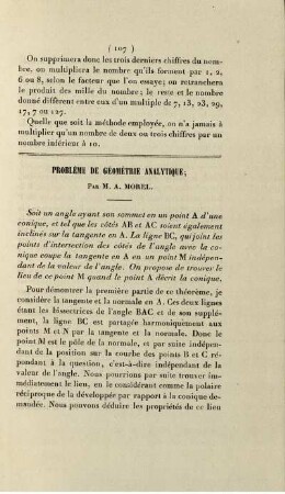 Problème de géométrie analytique.