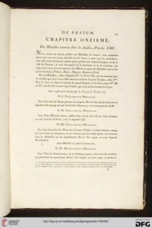 XI. Des Médailles trouvées dans les fouilles