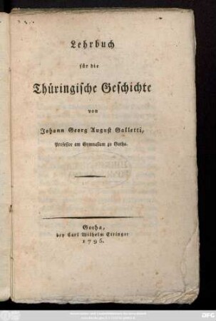 Lehrbuch für die Thüringische Geschichte