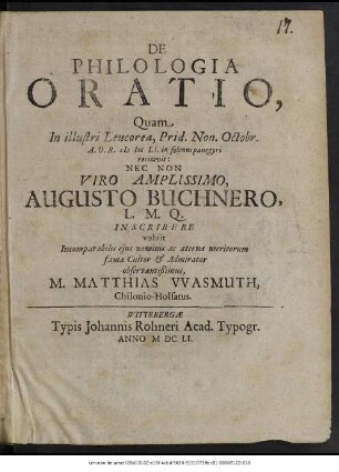 De Philologia Oratio