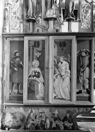 Verkündigungsaltar : Verkündigungsaltar. Holz, bemalt (um 1520). Hermagor-Pressegger See, Filialkirche Sankt Martin