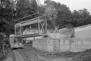 Bau der neuen Handelsschule IV in Durlach in Fertigbauweise.