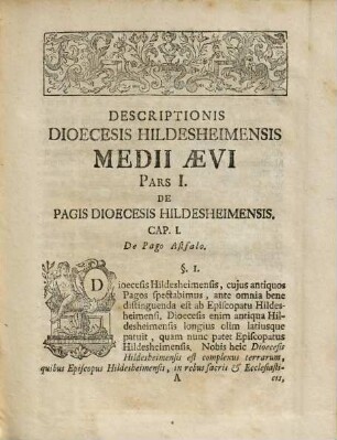 Specimen Geographiae Medii Aevi Diplomaticae Hoc Est: Descriptio Dioecesis Hildesheimensis Per Antiquos Suos Pagos