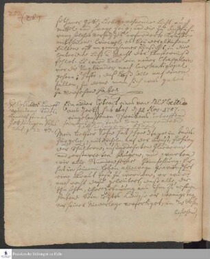 Auszug eines Briefes von Johann Eberhard Exter an August Hermann Francke.