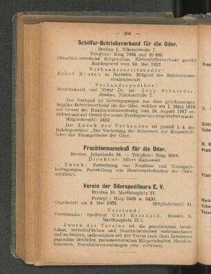 Schiffer-Betriebsverband für die Oder.