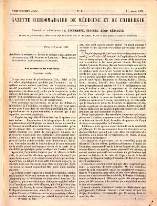 Gazette hebdomadaire de médecine et de chirurgie. 13. 1876