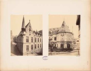 Auditoriengebäude der Philipps-Universität Marburg: Links südwestliche Gebäudeecke Lahntor/Hirschberg, rechts Fassadendetail Hirschberg Ecke Reitgasse von Norden