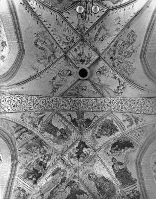 Herzberg (Elster), Marienkirche, Gewölbemalerei, Mittelschiff, 5. und 6. Joch; bis zum 15. Jh. St. Nikolai