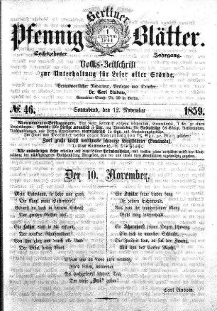 No. 46, Sonnabend, den 12. November