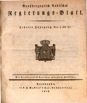 Großherzoglich Badisches Regierungsblatt. 1812