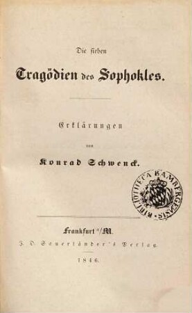 Die sieben Tragödien des Sophokles