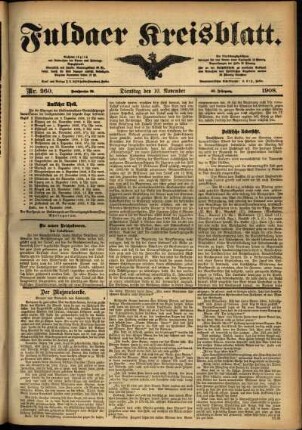 Ausgabe vom Dienstag, den 10. November 1908.