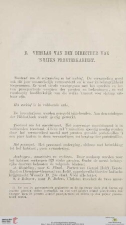 B. Verslag van den directeur van's Rijks Prentenkabinet