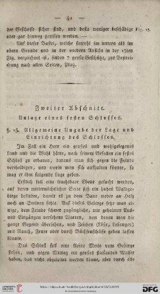 Zweiter Abschnitt. Anlage eines festen Schlosses