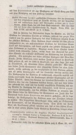 66-67 "Commentario critica de duplice Psalmi duodevigesimi exemplo" von Cäsar von Lengerke