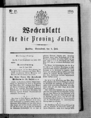 Nr. 27, Ausgabe vom 5. Juli 1856