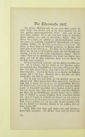 Die Thronrede 1907