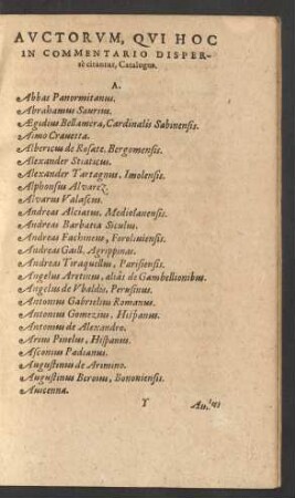 Auctorum, Qui Hoc In Commentario Disperse citantur, Catalogus.