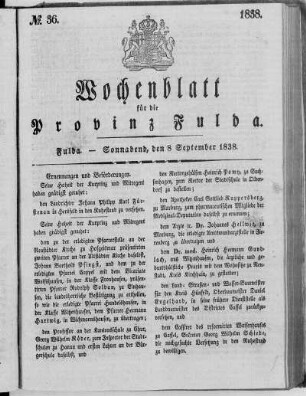 Nr. 36, Ausgabe vom 8. September 1838