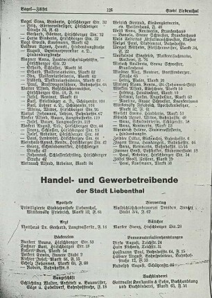 Handel- und Gewerbetreibende der Stadt Liebenthal