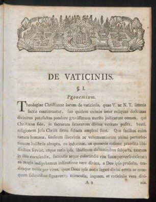 De Vaticiniis. §. I. Prooemium.