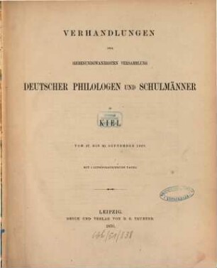 Verhandlungen der ... Versammlung Deutscher Philologen und Schulmänner, 27. 1869 (1870), 27. - 30. Sept.