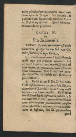 Caput IV. De Praedicamentis.