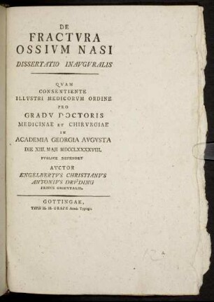 De Fractura Ossium Nasi Dissertatio Inauguralis