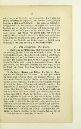 24. Das Ritterwesen. Die Städte