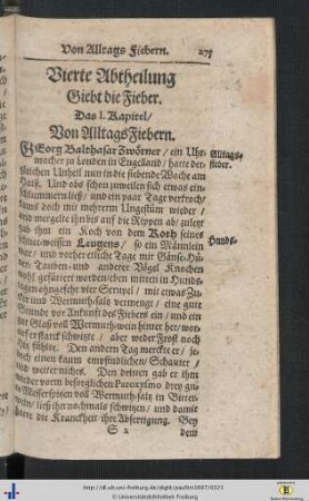 Vierte Abtheilung Giebt die Fieber.