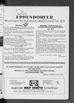 Mitglieder-Versammlung des Eppendorfer Bürgervereins von 1875