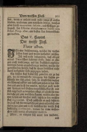 Das. V. Capitel. Der weisse Fluß. Fluor albus.