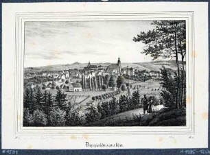 Ansicht von Dippoldiswalde mit Kirche, aus der Zeitschrift Saxonia Band 2