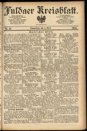 Erste Ausgabe vom Donnerstag, den 04. April 1901.