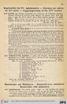 Kupferstiche des XV. Jahrhunderst- gravures sur cuivre du XVe siècle- Copperengravings of the XVth century (Nr. 4673-4674)