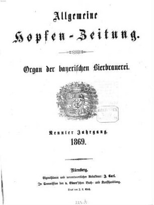 Allgemeine Hopfen-Zeitung. 9, 9. 1869