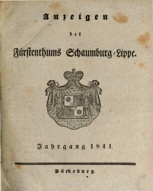 Anzeigen des Fürstenthums Schaumburg-Lippe, 1841