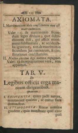 Tab. V. De Legibus officia erga maritum dirigentibus.