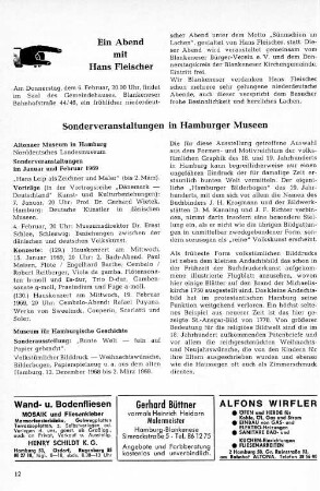 Sonderveranstaltungen in Hamburger Museen