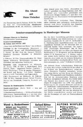 Sonderveranstaltungen in Hamburger Museen
