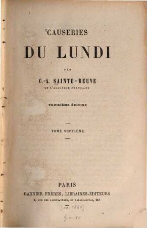 Causeries du lundi, 7