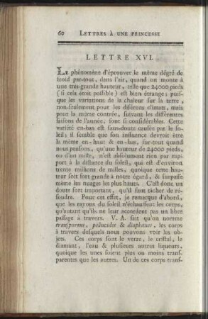 Lettre XVI-XX